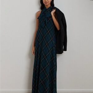 Lauren Ralph Lauren Green and Black Plaid Maxi Dress
